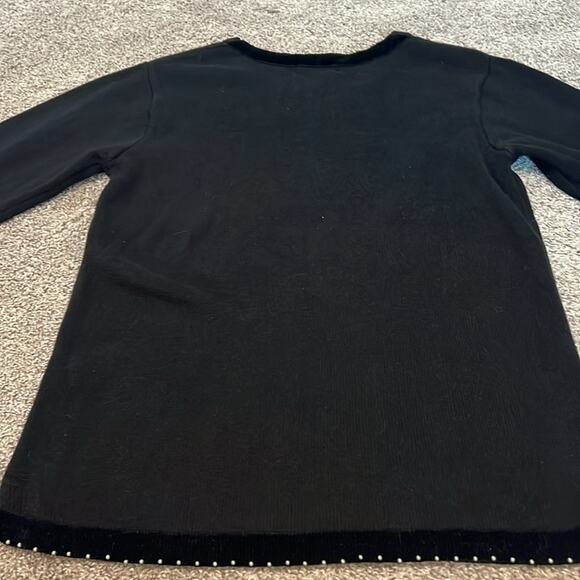 The Quacker Factory Sweater Woman’s‎ M Med Christmas Sequined Velour V-neck Cozy - Picture 12 of 16